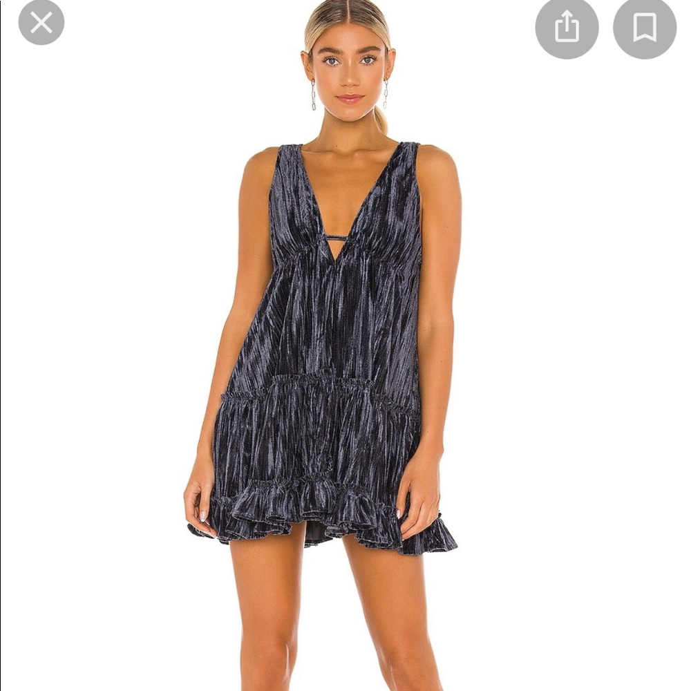 NWOT Free People Pleated Plush Swing Dress in Rare Night SOLD OUT